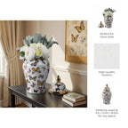 White and Gold Butterfly Lidded Jar, Large