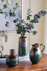 D5.5x12" Ceramic Accent Vase w/ Ombre Bronze/Silver/Green
