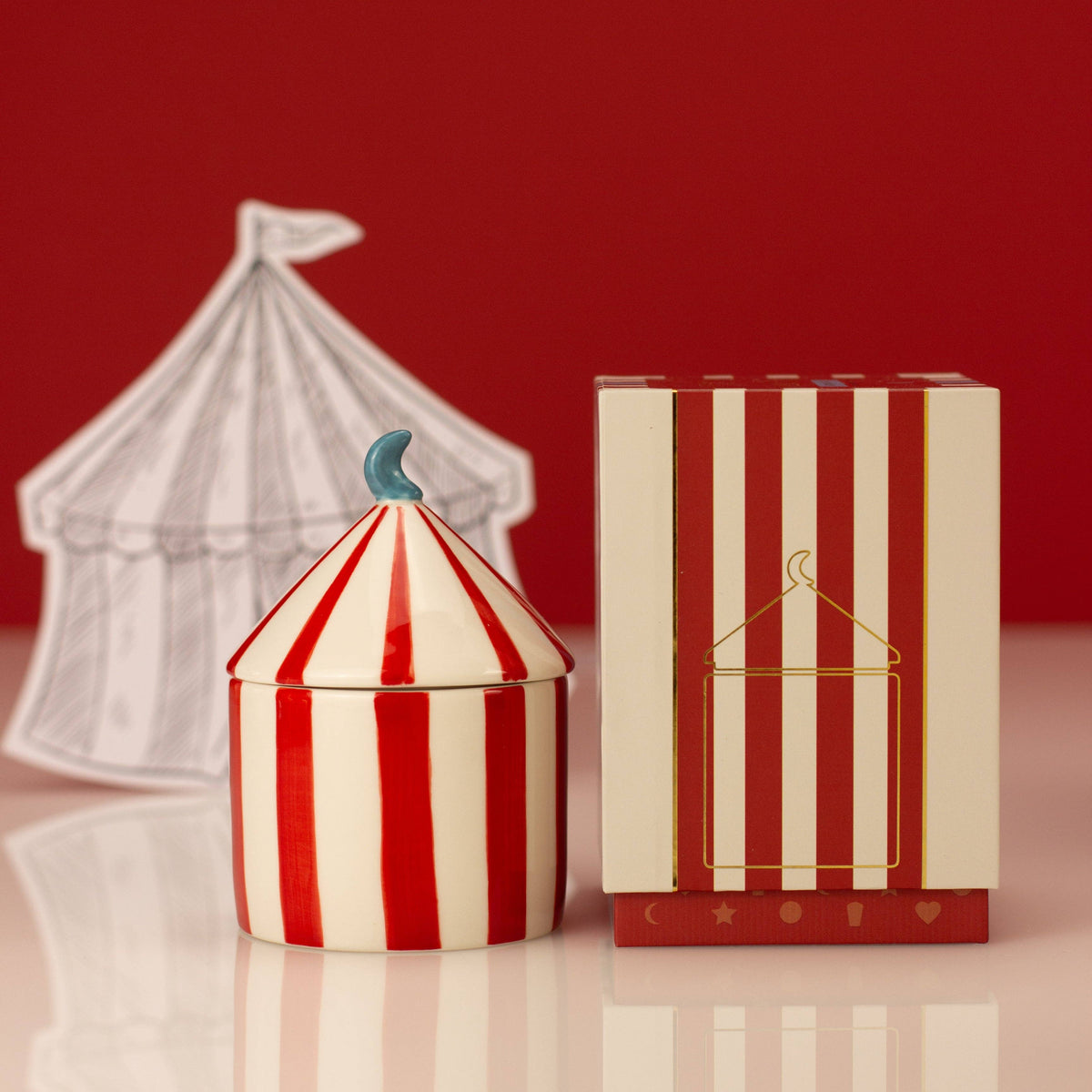 Carnival Striped Candle, Ringmaster Red - Plum and Patchouli
