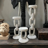Large Faux Ivory Bead Candle Holder
