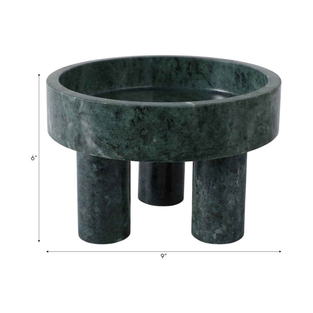 Green Marble Tripod Bowl