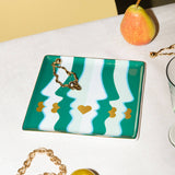 OCTAEVO Beso Ceramic Tray / Catchall, Gold accent, 6": Green