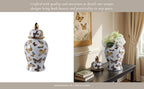 White and Gold Butterfly Lidded Jar, Medium