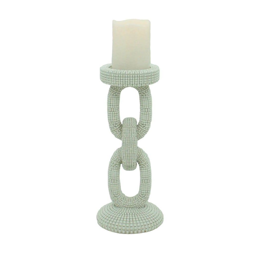 Medium Faux Ivory Bead Candle Holder
