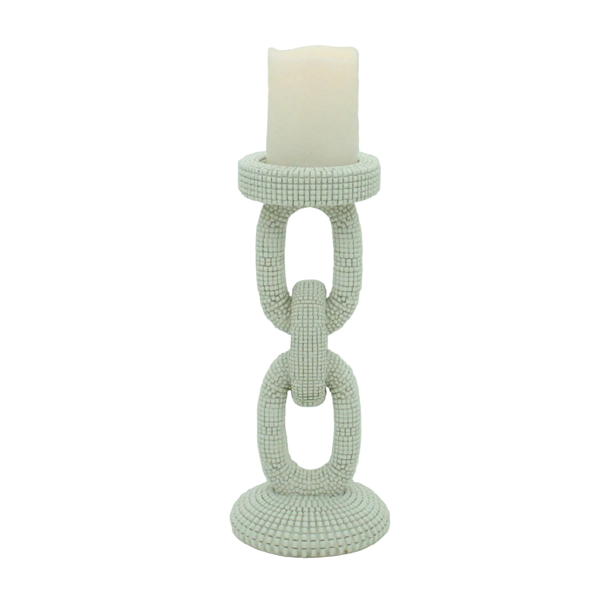 Medium Faux Ivory Bead Candle Holder