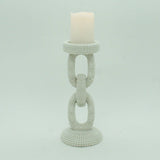 Medium Faux Ivory Bead Candle Holder