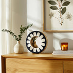 Black and Ivory Flower Round Picture Frame