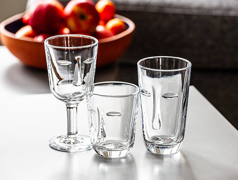 Resting Face Glass Goblets, Set of 2