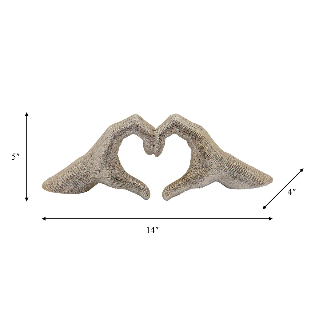 Gold Hand Heart Sculpture
