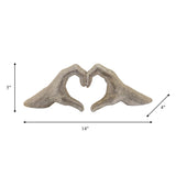 Ceramic Hand Heart Decorative Sculpture - Gold, 5 in.