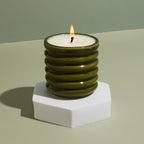 Contemporary Kiln Scalloped Candle, Olive - Elderflower