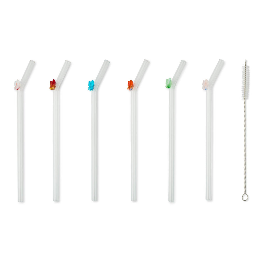 Glass Drinking Straws with Cleaning Brush, Set of 6