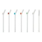 Glass Drinking Straws with Cleaning Brush, Set of 6