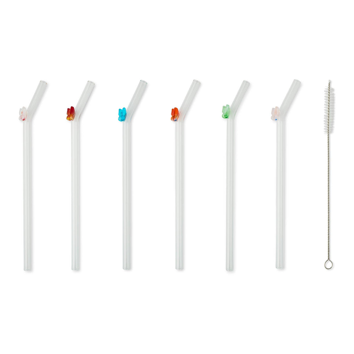 Glass Drinking Straws with Cleaning Brush, Set of 6