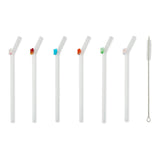 7pk Glass Icon Straw Set - Marble Butterfly