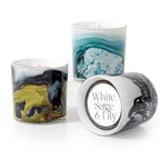 White Sage and Lily Swirl Glass Candle, 14 oz