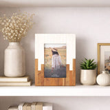 Resin Wood Casual Two-Tone Photo Frame - White, 4x6 in.