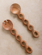 Valencia Carved Wood Salad Servers — Set of 2