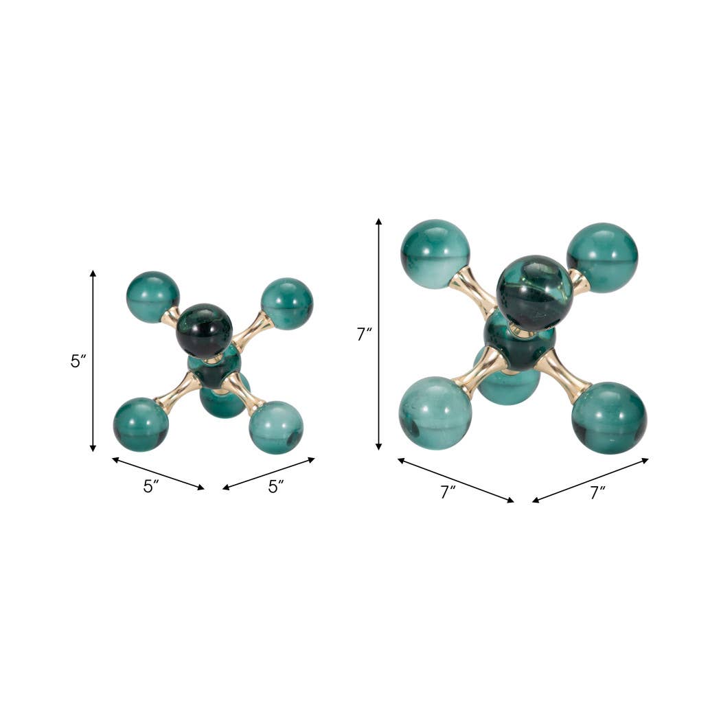 Green Crystal Jack Bookends, Set of 2