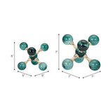 Bookends Set of 2 - Green Crystal/Metal Jack, 7 in.
