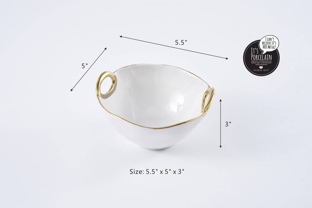 Golden Handles White Medium Bowl