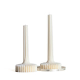 Elegant Soy Vase Candle: Sculptural Striped Column Candle: Cream / Small