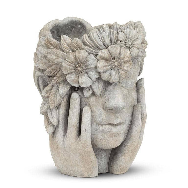 Woman with Flower Halo Cement Planter