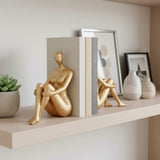 Bookends Set of 2 - Gold Resin Modern Lady Pair, 8 in.