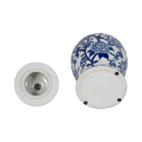Decorative Jar - Blue Ceramic Bird & Flower with Lid, 15 in.