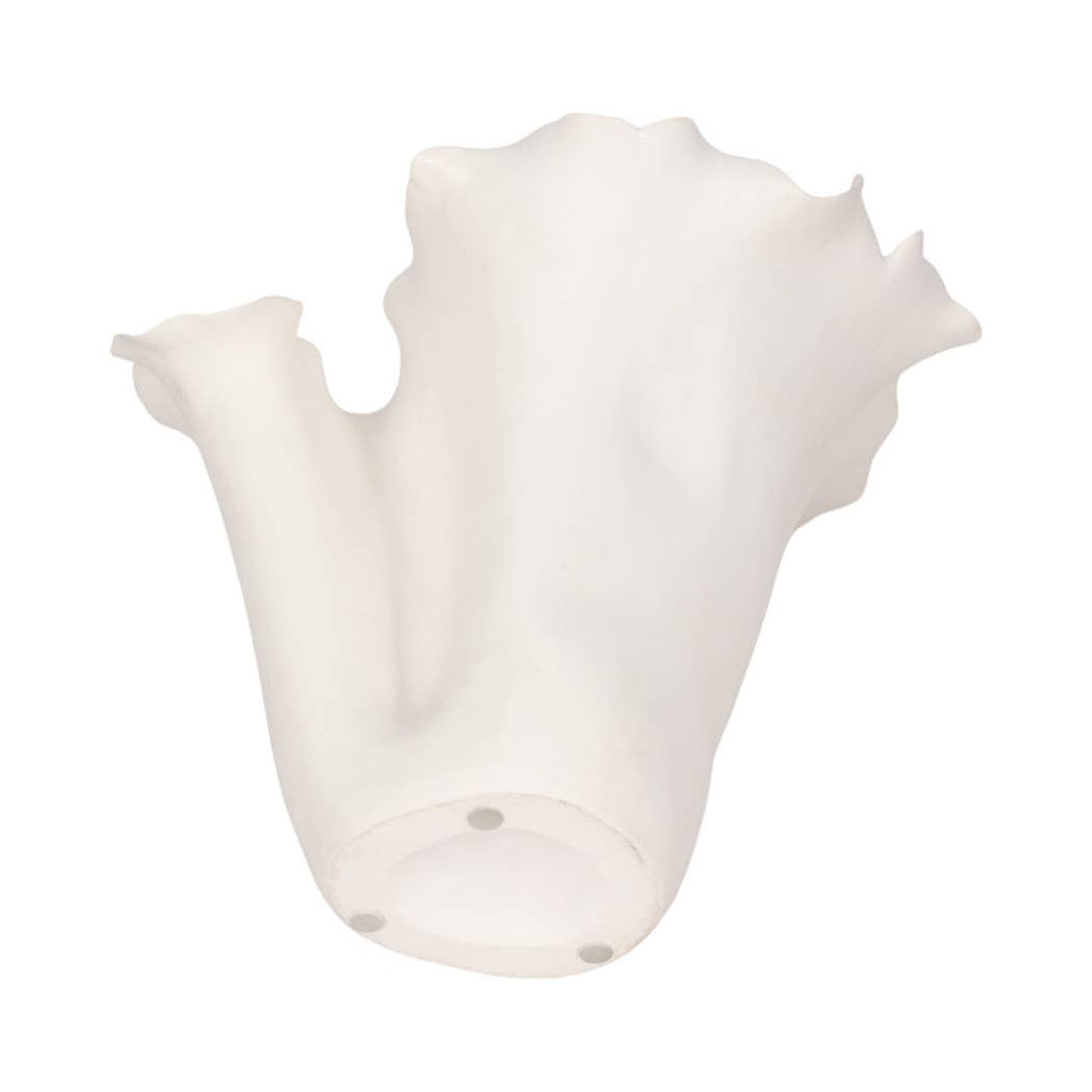 White Ruffled Edge Ceramic Vase, Medium