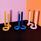Twist Candle Sticks by Lex Pott, 9.5" Tall, Light Pink