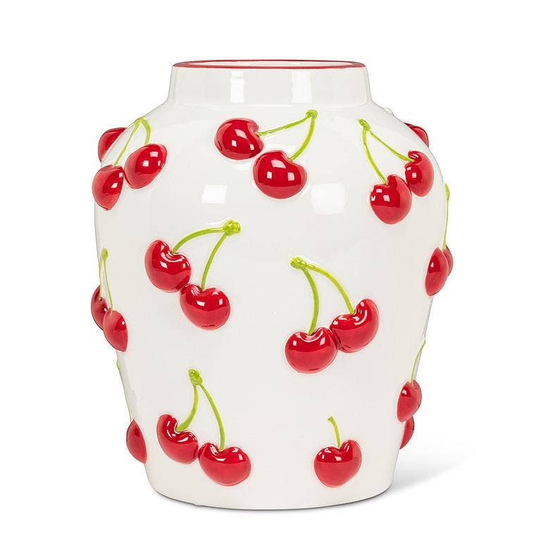 Cherry Motif Ceramic Vase, Large