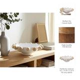 Decorative Bowl - White Wood/Metal Round Large Knobs, 13 in.