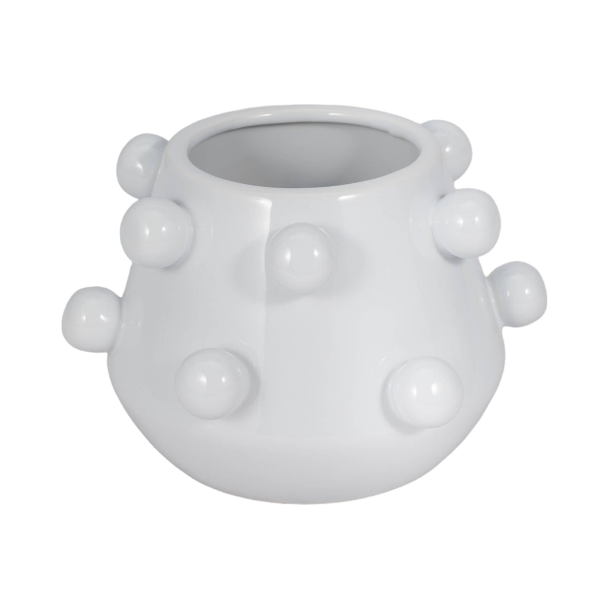 White Glossy Tapered Round Planter