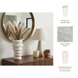 Decorative Vase - White Ceramic Wavy Stacked Ripple, 12 in.