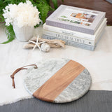 Gray Round Marble & Acacia Wood Charcuterie Board