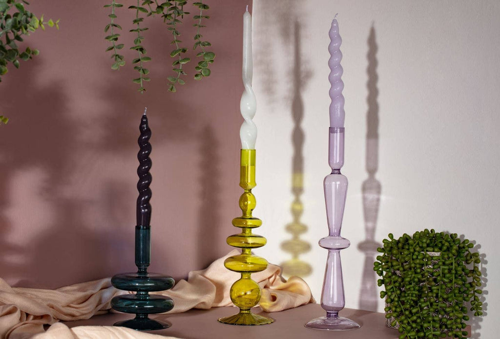 Pear Green Colored Glass Taper Holder