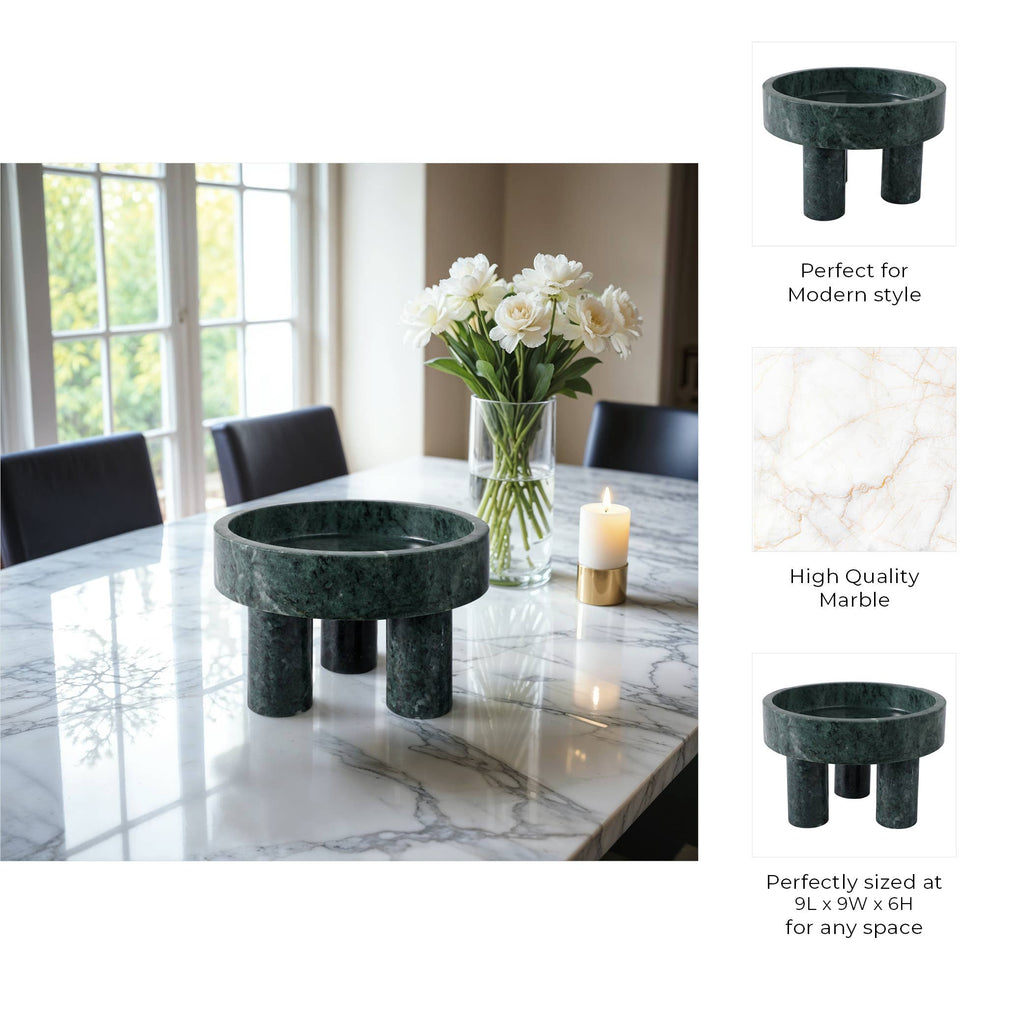 Green Marble Tripod Bowl