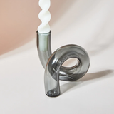Twist Glass Candlestick Holder / Flower Vase: Brown
