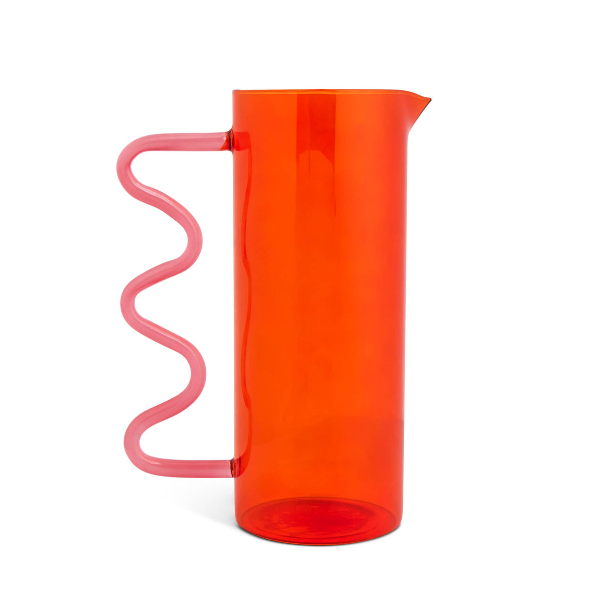Orange & Pink Squiggle Glass Pitcher