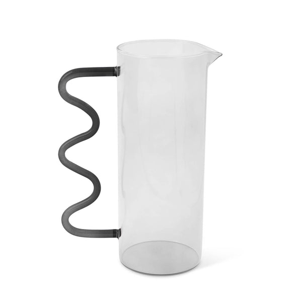 Black & Clear Squiggle Glass Pitcher