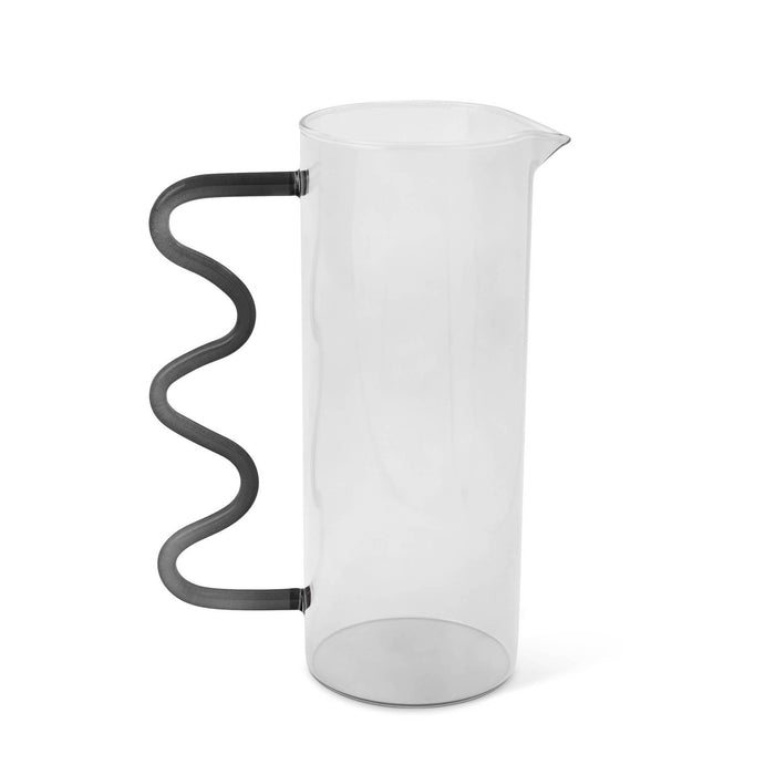 Black & Clear Squiggle Glass Pitcher