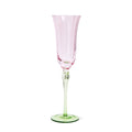 Pink & Green Tulip Champagne Flute