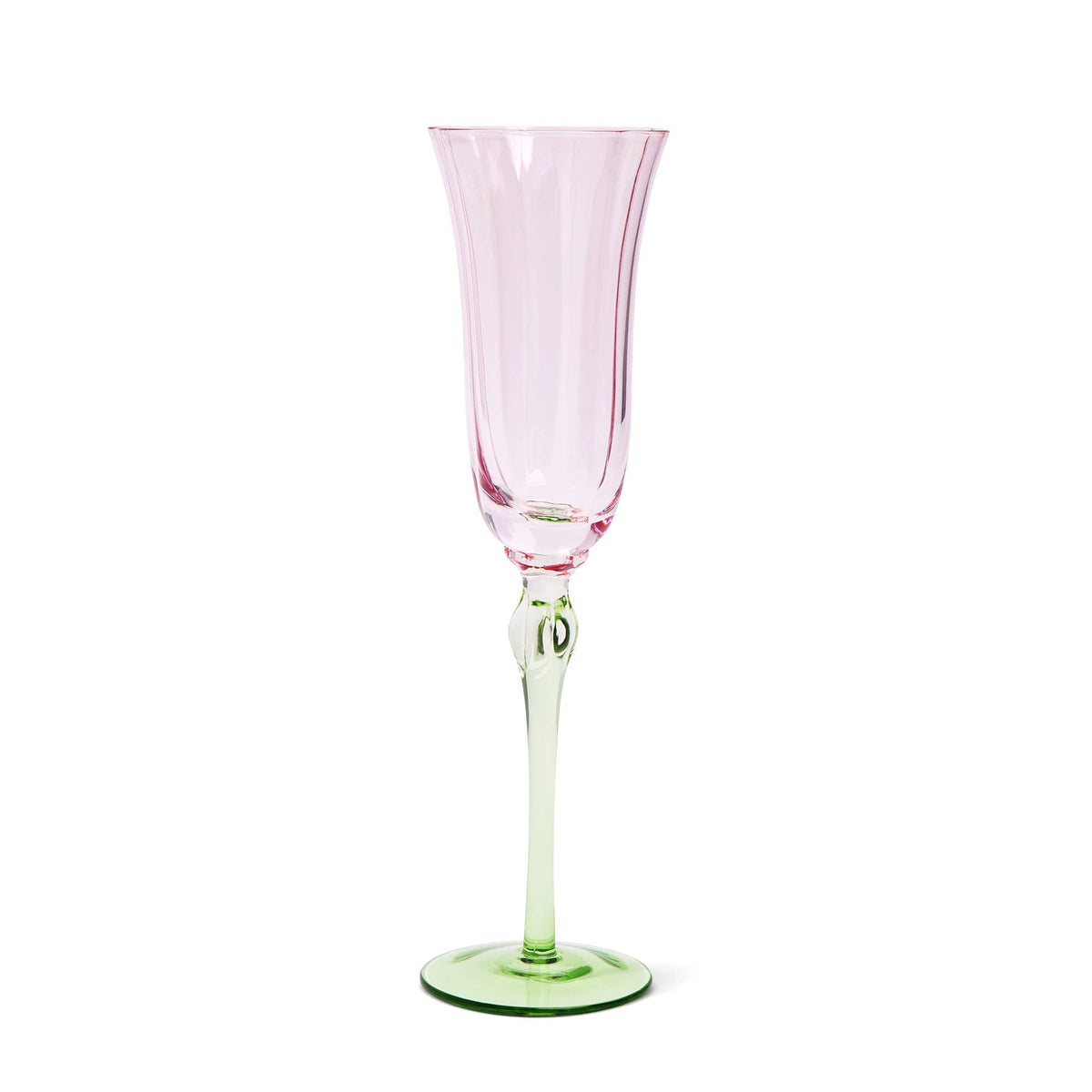Pink & Green Tulip Champagne Flute