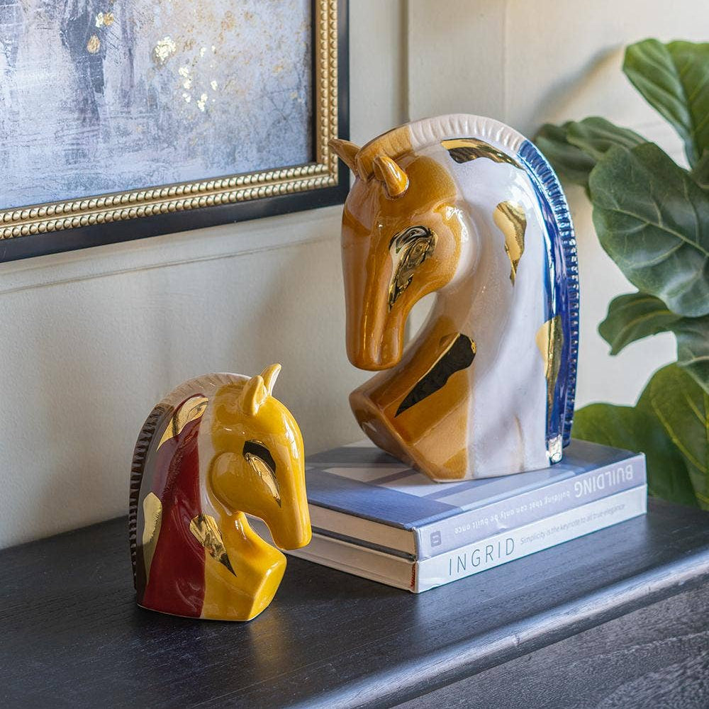 Abstract Multicolor Ceramic Horse Head, Small