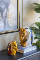 7x4x10.5" Horse Head Sculpture Abstract Multicolored Finish
