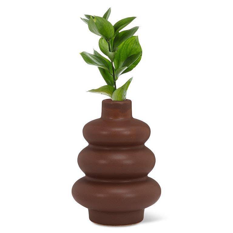 Brown Trio Stack Ceramic Bud Vase, Small