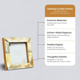 Picture Frames Essence Pattern Horn Inlay Collection in 4 Sizes, White: 8x10