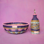 Pink and Navy Woven Oil Pourer