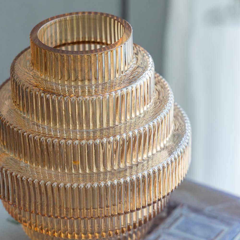 Amber Tiered Glass Vase